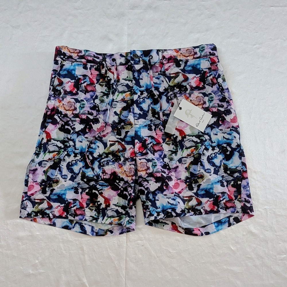 New Robert Graham Men's Hughes Woven Shorts Multi Color Size 34